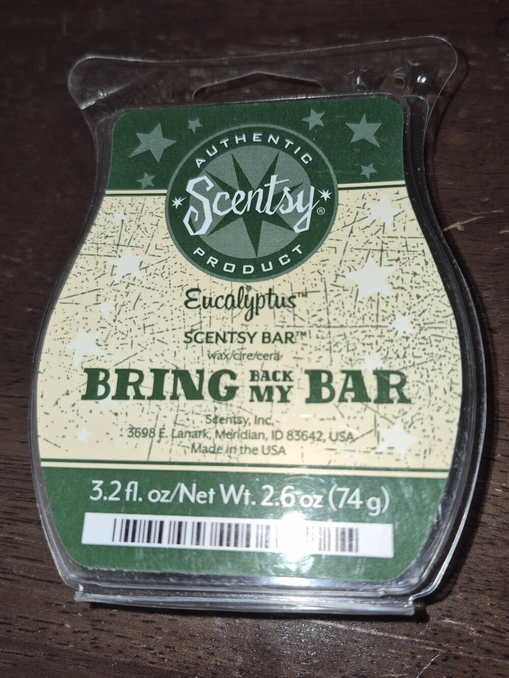 Scentsy Eucalyptus Wax Bar - Green & Cream